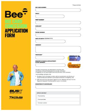 Fillable Online BEE CARD CONCESSION APPLICATION FORM Fax Email Print ...