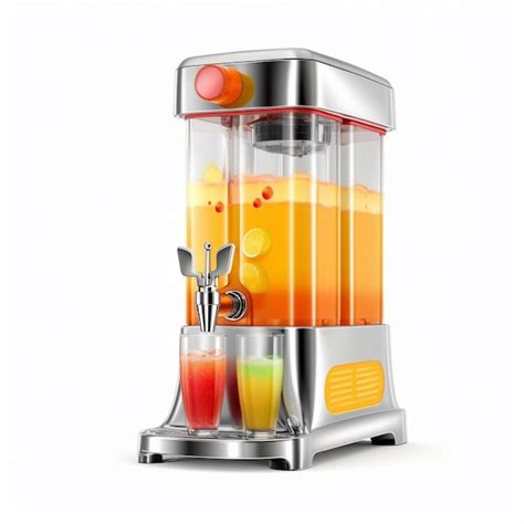 Premium Ai Image There Is A Silver And Orange Juice Machine With Two Glasses Generative Ai