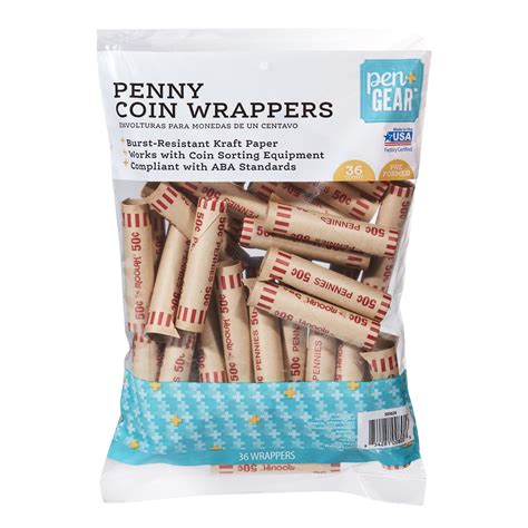 Pen Gear Penny Paper Coin Wrappers Preformed Red 36 Count