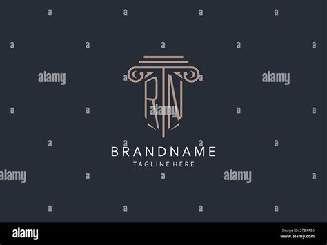 Rn Monogram Logo With Pillar Shape Icon Luxury And Elegant Design Logo