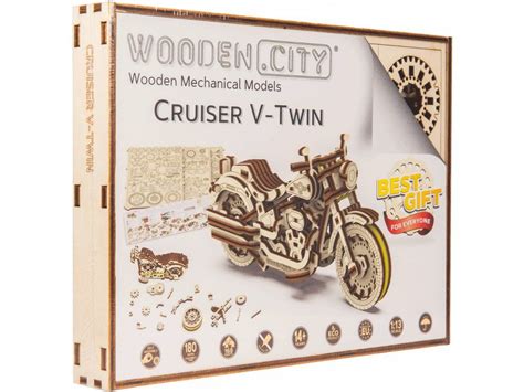 motorka Cruiser V Twin Mechanické puzzle 3D dřevěné puzzle