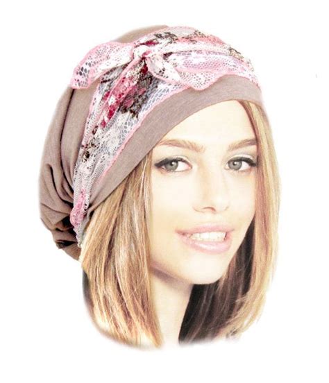 Taupe Head Scarf Brown Tichel Pink Snood Pre Tied Bandana Boho Etsy