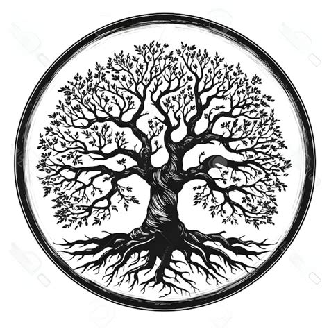 Logo Concept Arbre Noir Et Blanc Dans Un Cercle Vecteur Premium