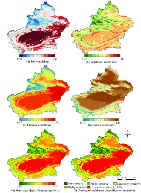 Spatial Distribution Of First Level Indicators Desertification