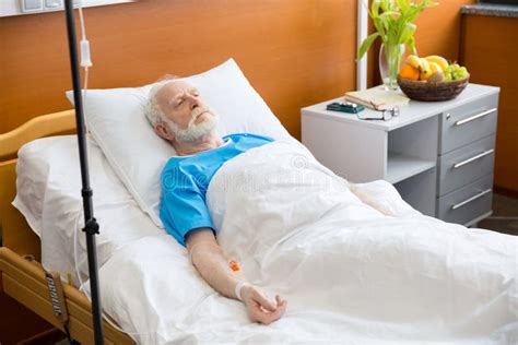 Senior Man In Hospital Bed Stock Image Image Of Diseased