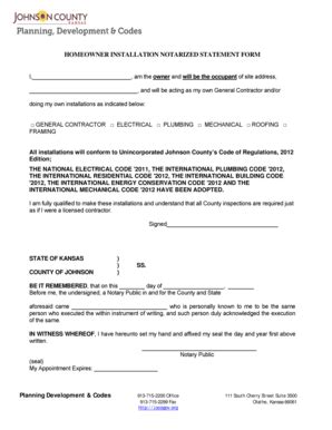 Fillable Online Jocogov Homeowner Installation Form Doc Jocogov Fax