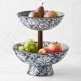 Williams Sonoma X Morris Co Two Tiered Porcelain Fruit Bowl