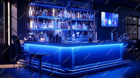 Premium Photo Futuristic Bar With A Cool Technological Light