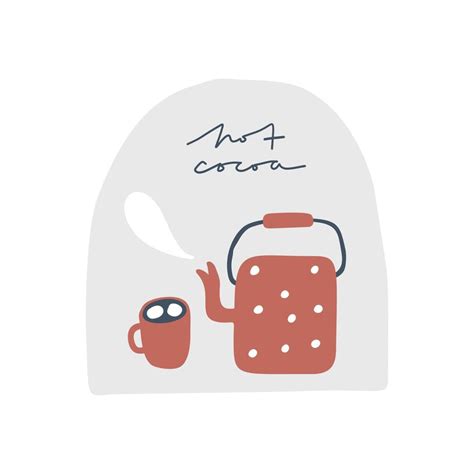 Hot Cocoa Christmas Card Hand Drawn Illustration In Cartoon Style