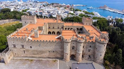 Premium Photo Rhodes Old Town With Palace Of The Grand Master Aerial