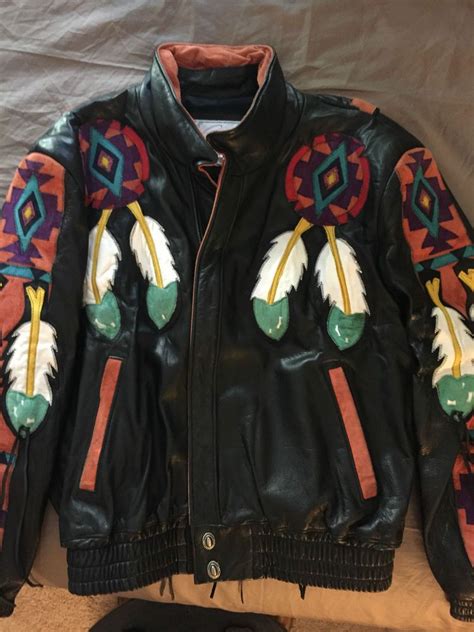 Arturo Mens Leather Jacket Native American Indian Design Size 42 44 Indian Men Fashion