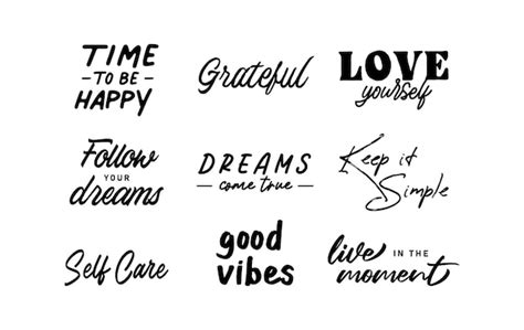 Premium Vector Love Yourself Be Grateful And Good Vibes Set Of Positive Thinking Messages