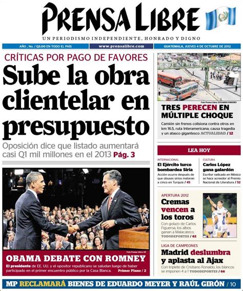 Periódico Prensa Libre Guatemala Periódicos De Guatemala Edición De