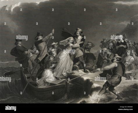 Landing of the Pilgrims on Plymouth Rock, 1620 Stock Photo - Alamy