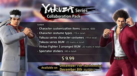 Virtua Fighter 5 X Yakuza Collaboration Costumes Arrive December 7