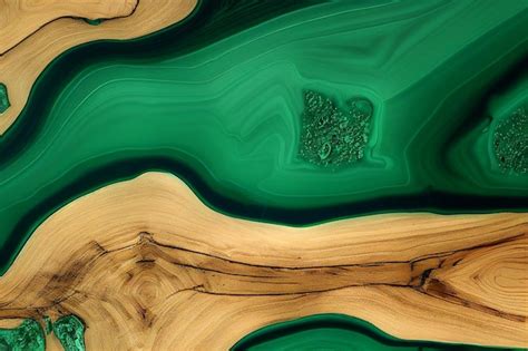 Premium Photo Wood And Green Epoxy Resine Texture