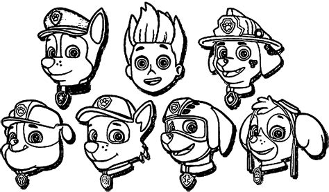 Paw Patrol Faces Coloring Page Wecoloringpage