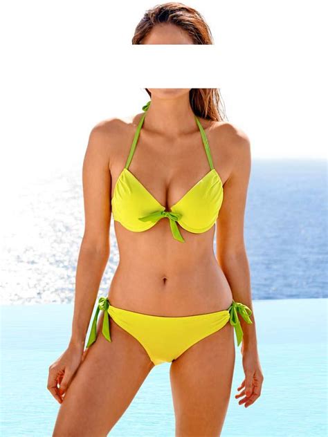 Softcup Bikini gelb grün Dessous Bademoden Outlet Mode Shop