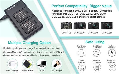 Amazon Newmowa DMW BCM13 Battery 2 Pack And Dual USB Charger Kit