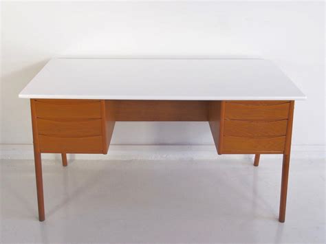 Mid-20th Century Modern Oak Writing Desk with White Tabletop | #74116