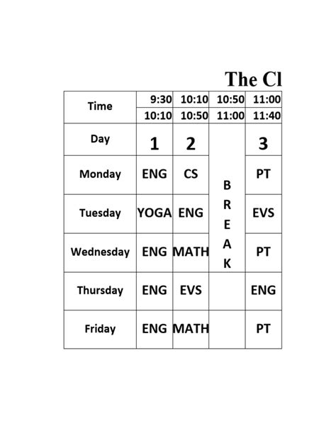 The Class Time-Table | PDF