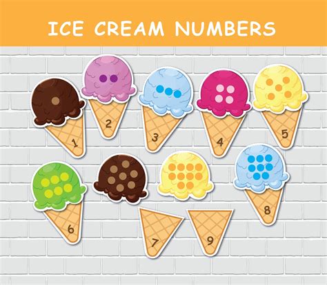 Ice Cream Numbers Matching Activity Toddlers Sort And Match Game Math