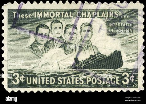 Usa Circa A Stamp Printed In Usa Shows The Four Chaplains And