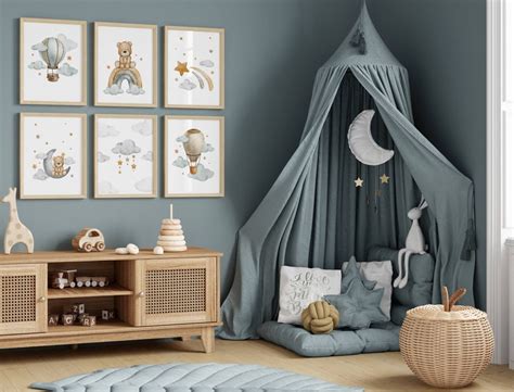 Hot Air Balloon Nursery Wall Art Gender Neutral Print Set Of Hot Air Balloon Baby Room Decor