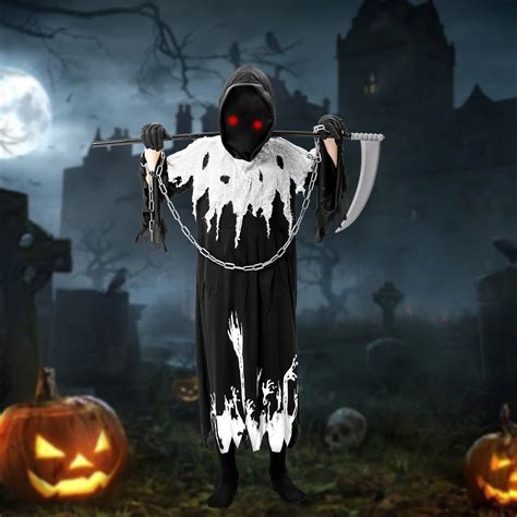 Grim Reaper Costume For Kidsglow In The Dark Halloween Dress Up