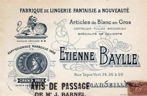 Fabrique De Lingerie Fantaisie Nouveaut Etienne Baylle Rue Du Tapis Vert Marseille