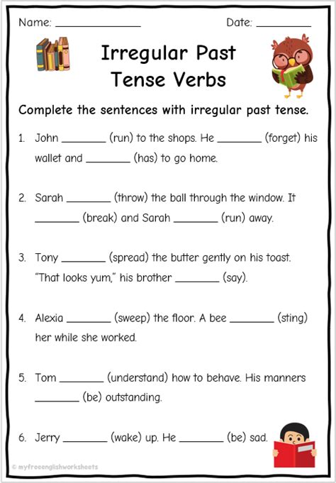 Verb Tense Worksheets Free English Worksheets