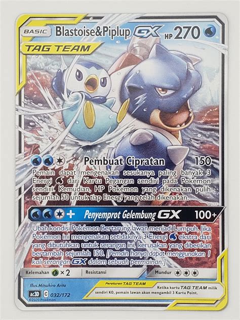 Blastoise Piplup Tag Team GX Starter Deck AC3D Indonesian 032 172