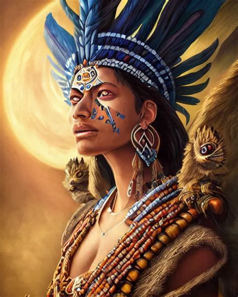 KREA Digital Painting Of Ixchel Mayan Chief God Ruler Of Heaven Of