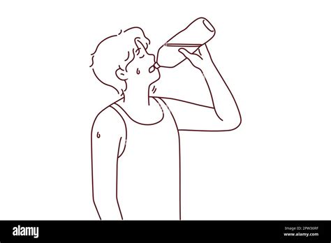 Thirsty man drinking water from bottle Stock Vector Image & Art - Alamy