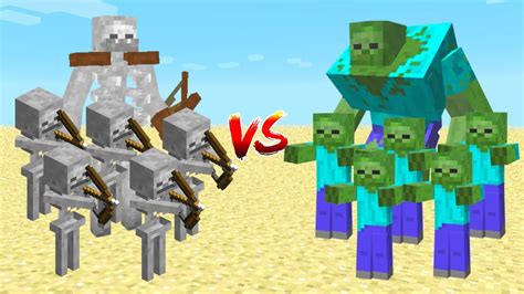 Skeleton Army Vs All Mobs Army In Minecraft Mob Battle Youtube