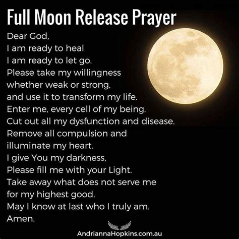 The Full Moon Release Prayer is great to use as an alternative or as an ...