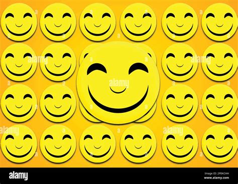 Smiling Yellow Emoticons With Smiley Faces On A Yellow Background