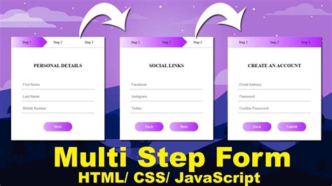 Multi Step Form With Step Progress Bar In Html Css Javascript Multi