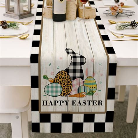 Easter Gnome Table Runner Cotton Linen Table Runners Bunny Gnome Easter