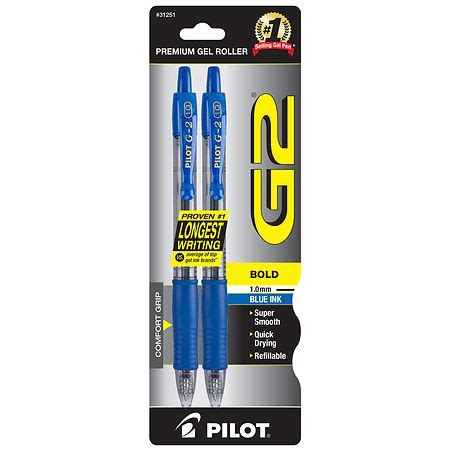 UPC 072838312518 Pilot G2 Retractable Gel Pens Bold Point Blue 2 Pack