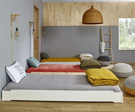 Lit Adulte Empilable Avec Sommier Et Matelas 90x190 Cm Happy