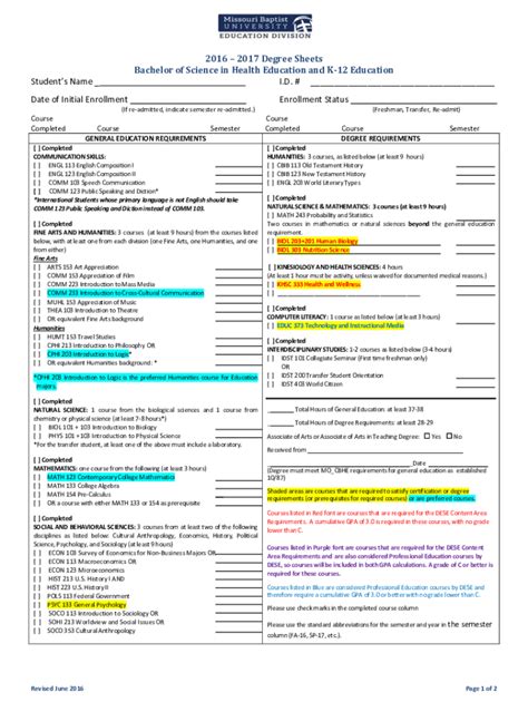 Fillable Online Fillable Online 2018 2019 Degree Sheets Bachelor Of