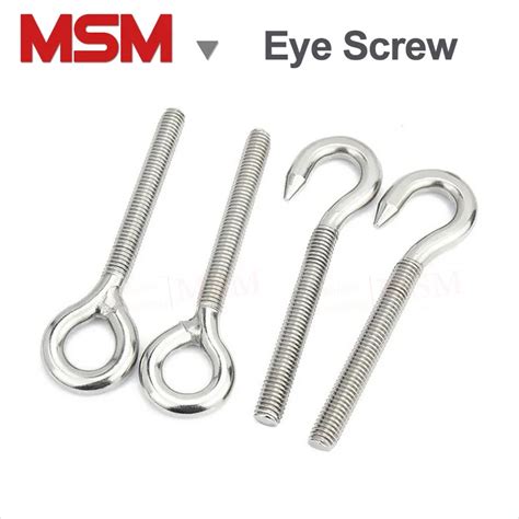 2pcs Stainless Steel Sheep Eye Ring Screw Eye Bolt Hook M4 M5 M6 M8 M10