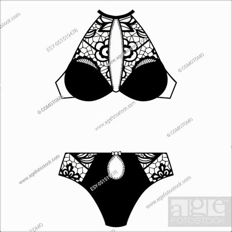 Hand Drawn Lingerie Panty And Bra Set Vector Illustration Stock