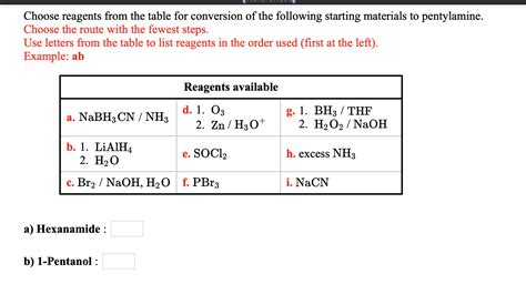 Solved Choose Reagents From The Table For Conversion Of The