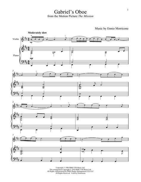 Ennio Morricone Gabriel S Oboe From The Mission Sheet Music Notes Chords