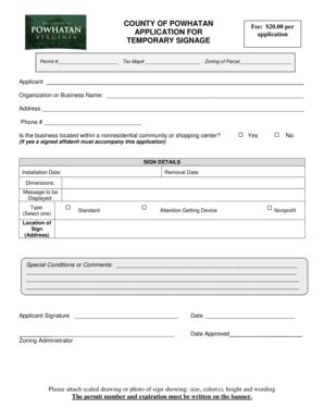 Fillable Online Powhatanva County Of Powhatan Application For Temporary