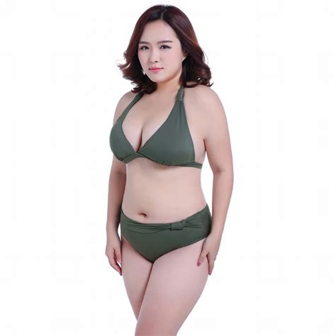 Hot Sexy Fat Woman Halter Bikini Set Bandage Swimsuit Women S Large