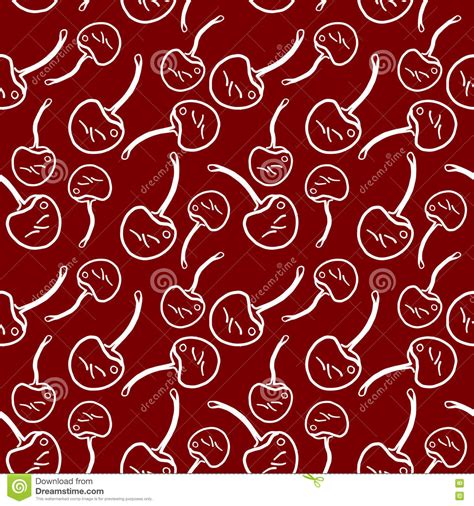 Beautiful Seamless Pattern With Cherry Stock Illustration