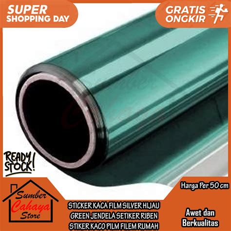 Jual Stiker Silver Green Per 50 Cm Sticker Kaca Film Hijau Setiker